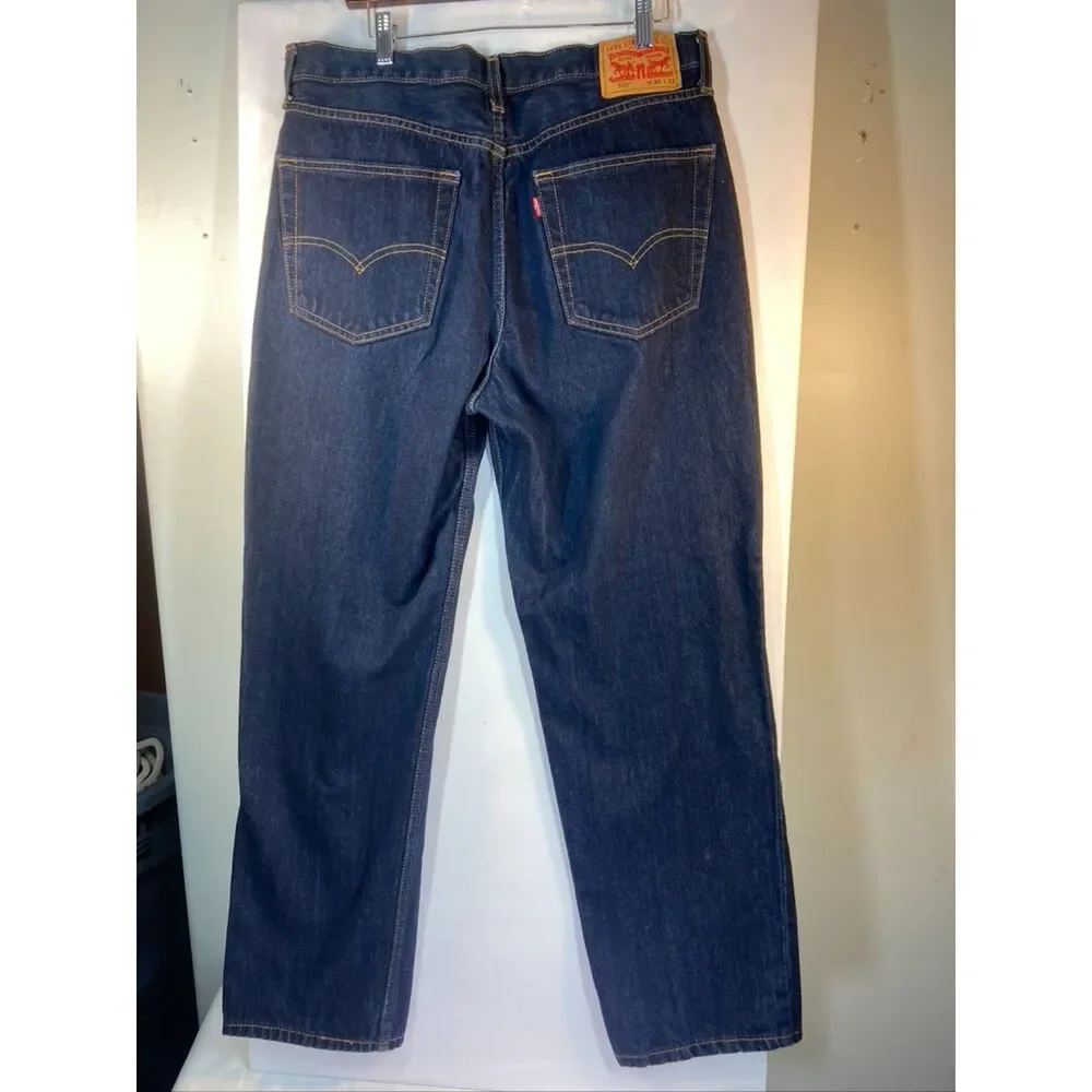 Levis 550 Jeans Mens Size 36X32 Blue Denim Dark Wash Relaxed Fit Straight Leg